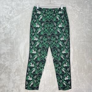 J Crew Cropped Pants Women's 30" Baroque Emerald Green Black Pockets Maximalism